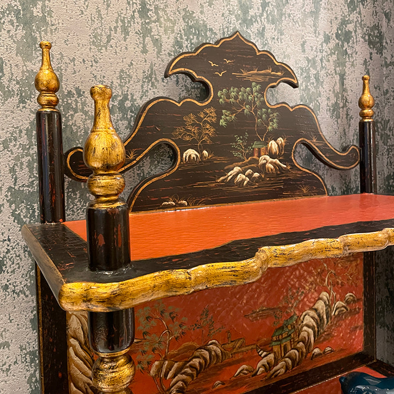 French-Style Decorative Display Shelf with Artistic Hand-Painted Finish