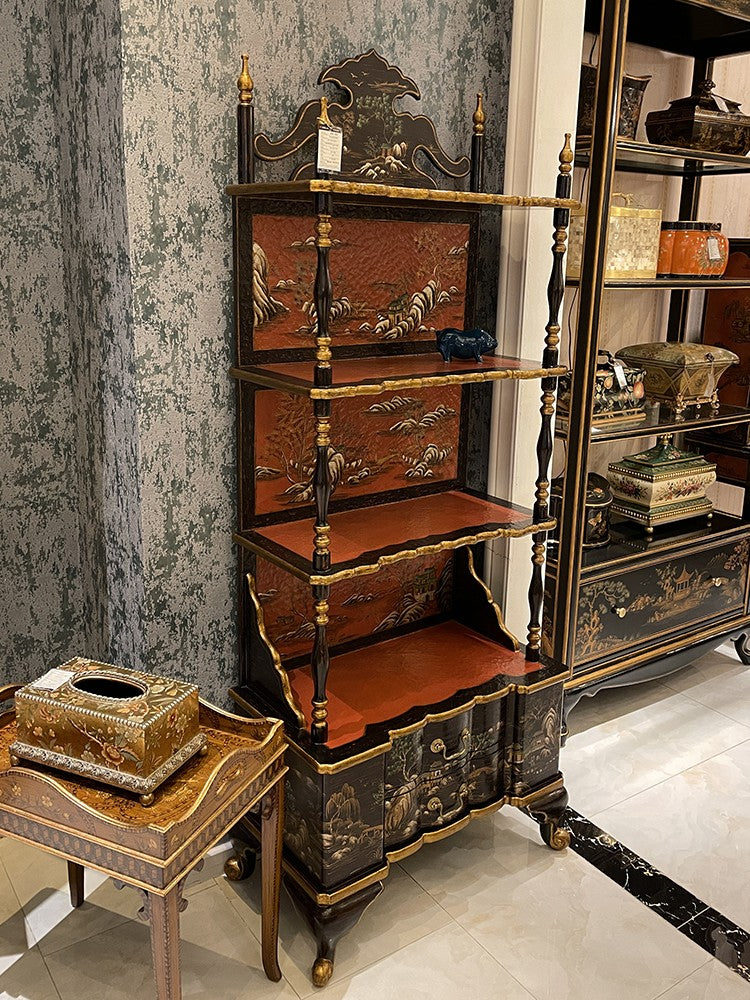 French-Style Decorative Display Shelf with Artistic Hand-Painted Finish