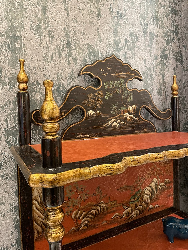 French-Style Decorative Display Shelf with Artistic Hand-Painted Finish