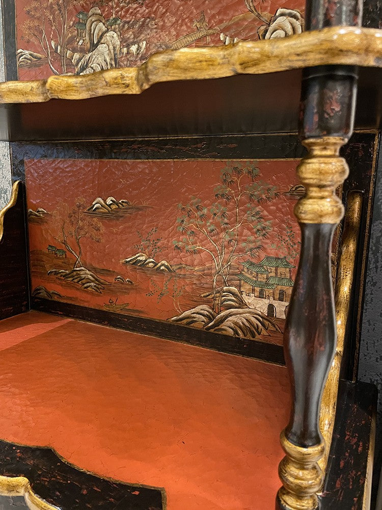 French-Style Decorative Display Shelf with Artistic Hand-Painted Finish