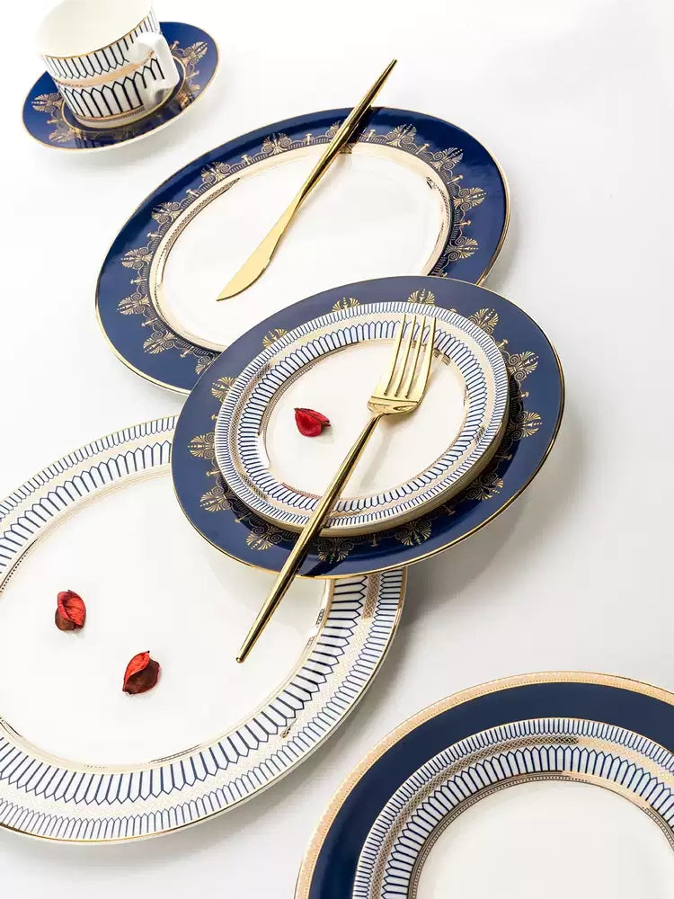 European-Style Ceramic Tableware Set with Bowls and Plates