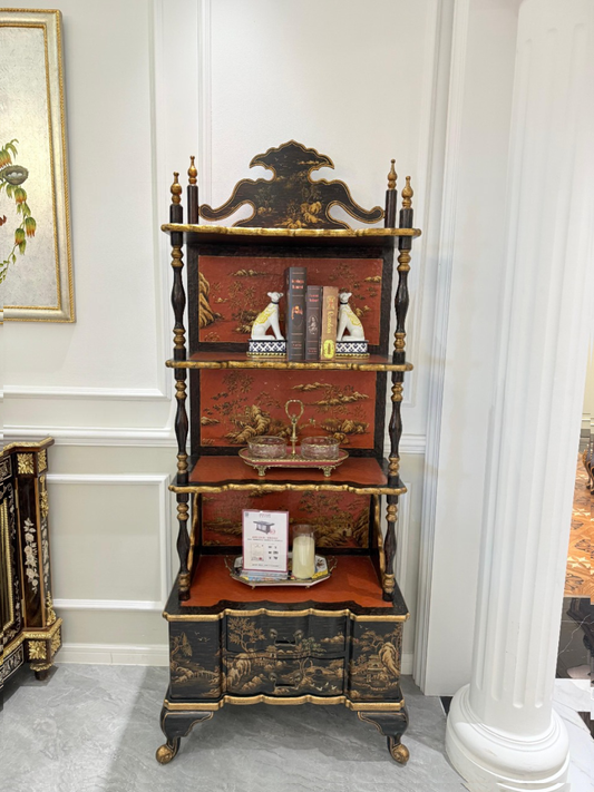 French-Style Decorative Display Shelf with Artistic Hand-Painted Finish