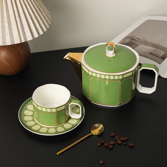 Swan-Inspired European Light Luxury Bone China Tea & Coffee Set with Gold Trim